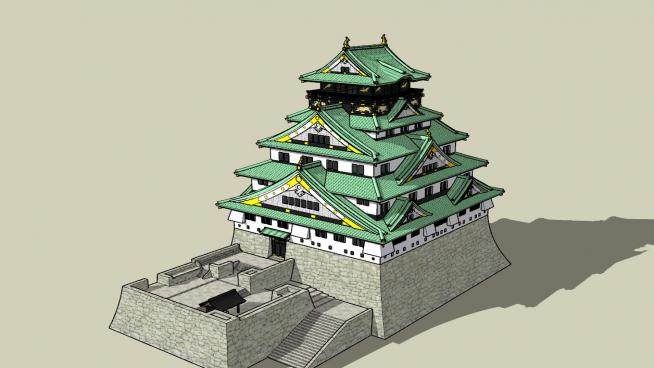 日本城堡建筑SU模型下载_sketchup草图大师SKP模型