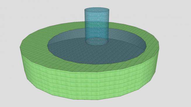 简易绿色喷泉水池SU模型下载_sketchup草图大师SKP模型