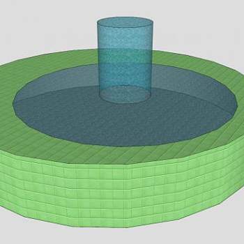 简易绿色喷泉水池SU模型下载_sketchup草图大师SKP模型