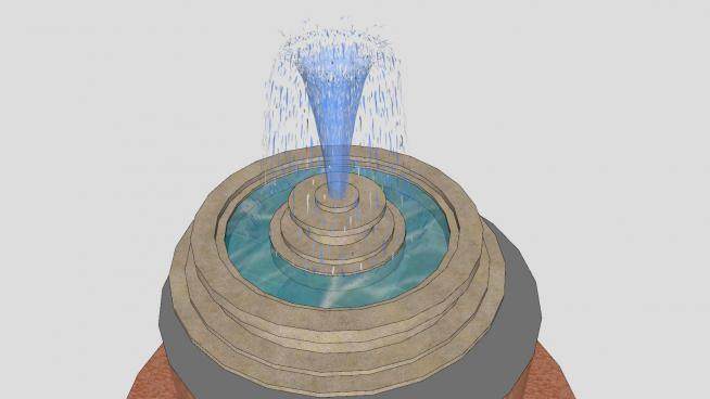欧式庭院喷泉水池SU模型下载_sketchup草图大师SKP模型