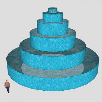 流水叠层喷泉SU模型下载_sketchup草图大师SKP模型