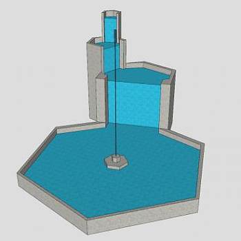 六边形喷泉SU模型下载_sketchup草图大师SKP模型