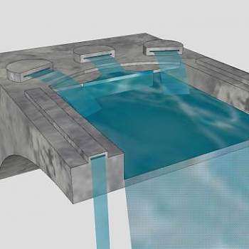 室内壁式流水喷泉SU模型下载_sketchup草图大师SKP模型