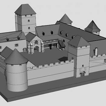 罗伯特城堡古建筑SU模型下载_sketchup草图大师SKP模型