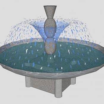 中式园林小品喷泉SU模型下载_sketchup草图大师SKP模型