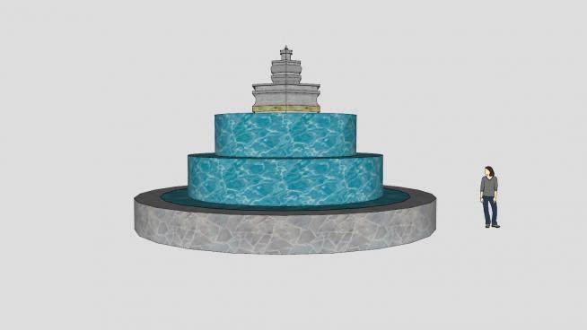 人文建筑水景喷泉SU模型下载_sketchup草图大师SKP模型