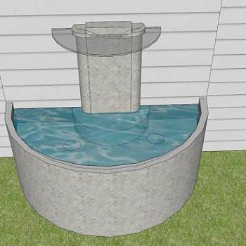 半壁式流水喷泉SU模型下载_sketchup草图大师SKP模型