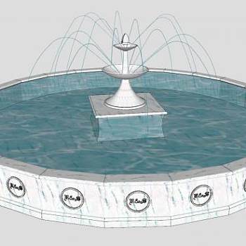 大理石欧式喷泉SU模型下载_sketchup草图大师SKP模型