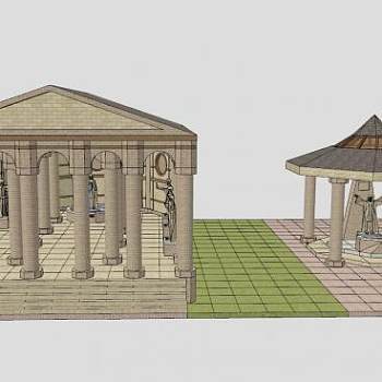 复古风格建筑SU模型下载_sketchup草图大师SKP模型