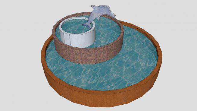 海豚雕塑环形喷泉SU模型下载_sketchup草图大师SKP模型