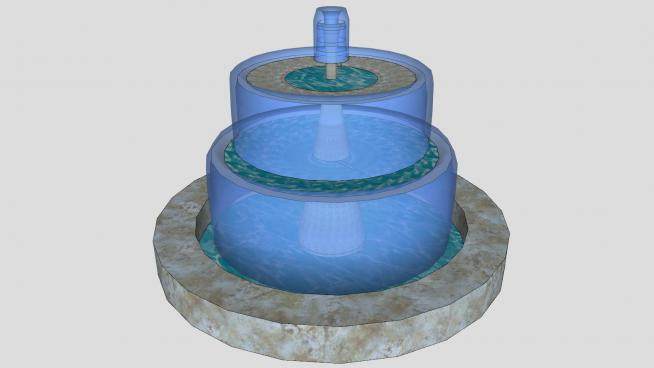 层状流水喷泉SU模型下载_sketchup草图大师SKP模型