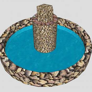 砖石喷泉水景SU模型下载_sketchup草图大师SKP模型