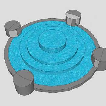 矮石柱喷泉水池SU模型下载_sketchup草图大师SKP模型