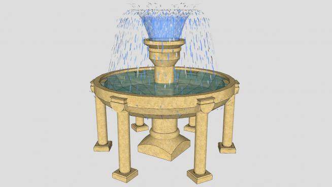 罗马式高架喷泉SU模型下载_sketchup草图大师SKP模型