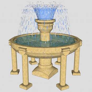 罗马式高架喷泉SU模型下载_sketchup草图大师SKP模型