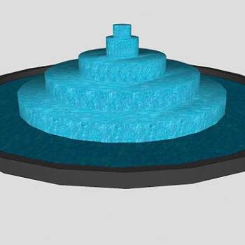 圆形喷水池SU模型下载_sketchup草图大师SKP模型