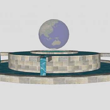 地球模型喷水池SU模型下载_sketchup草图大师SKP模型