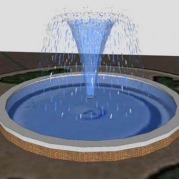 广场高喷泉水池SU模型下载_sketchup草图大师SKP模型