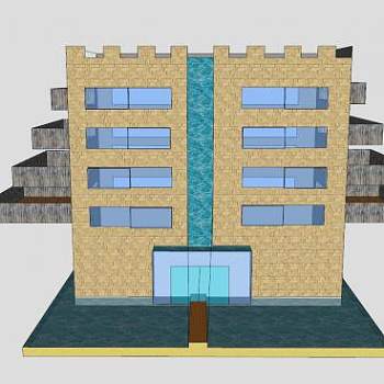 观景水景公寓建筑SU模型下载_sketchup草图大师SKP模型