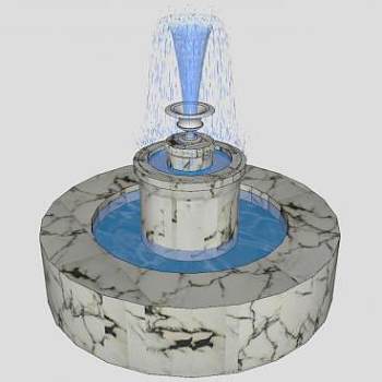 大理石现代喷泉SU模型下载_sketchup草图大师SKP模型