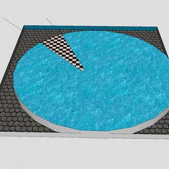 圆形喷泉SU模型下载_sketchup草图大师SKP模型