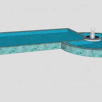 喷泉游泳池SU模型下载_sketchup草图大师SKP模型
