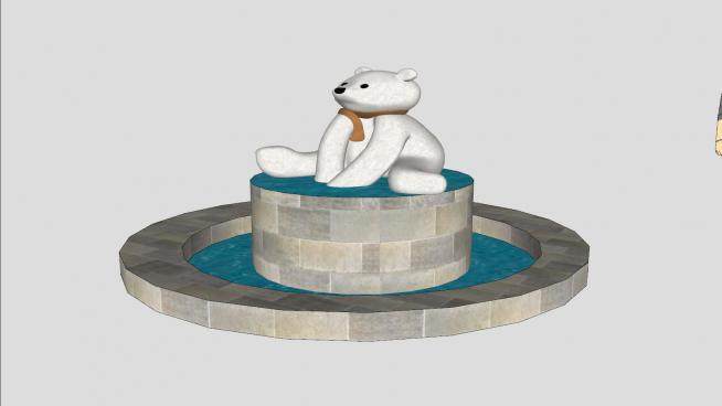 北极熊雕塑喷泉SU模型下载_sketchup草图大师SKP模型
