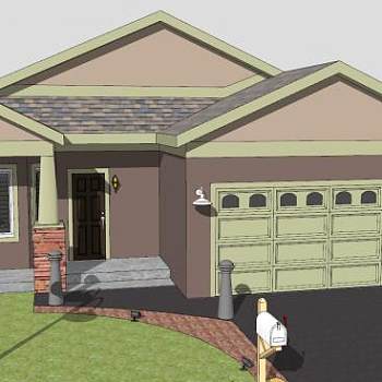 现代单层住宅建筑SU模型下载_sketchup草图大师SKP模型