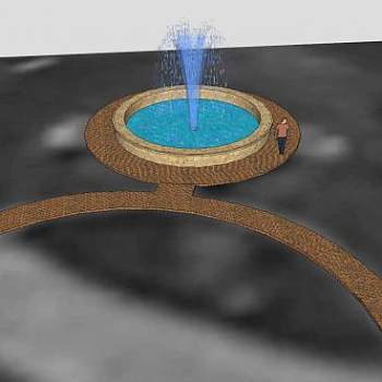 学院建筑喷泉SU模型下载_sketchup草图大师SKP模型