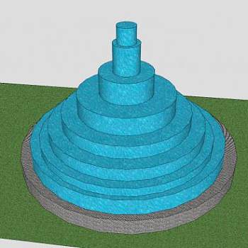 公园里的喷泉SU模型下载_sketchup草图大师SKP模型