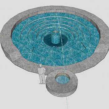 富尔顿街广场喷泉SU模型下载_sketchup草图大师SKP模型