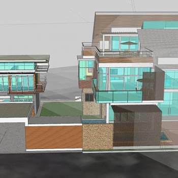 向日葵建筑房子SU模型下载_sketchup草图大师SKP模型