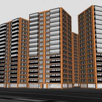 商业空间商业街建筑SU模型下载_sketchup草图大师SKP模型