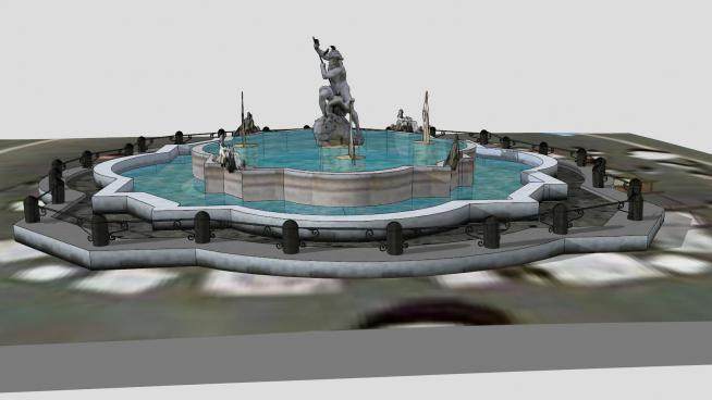 意大利海神喷泉SU模型下载_sketchup草图大师SKP模型