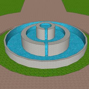 别墅流水喷泉SU模型下载_sketchup草图大师SKP模型