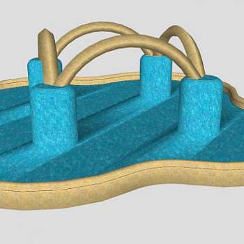 花边形喷泉水池SU模型下载_sketchup草图大师SKP模型