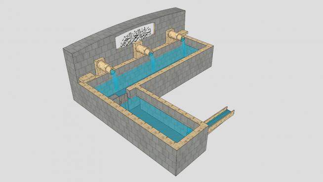 花园流水喷泉SU模型下载_sketchup草图大师SKP模型