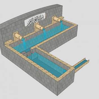 花园流水喷泉SU模型下载_sketchup草图大师SKP模型