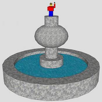 现代磨石喷泉SU模型下载_sketchup草图大师SKP模型