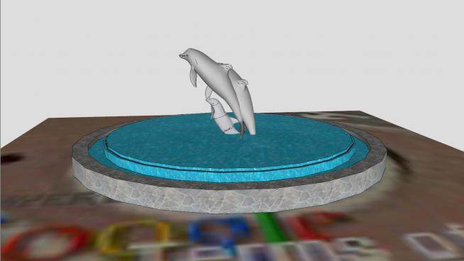 斯特恩码头的海豚喷泉SU模型下载_sketchup草图大师SKP模型