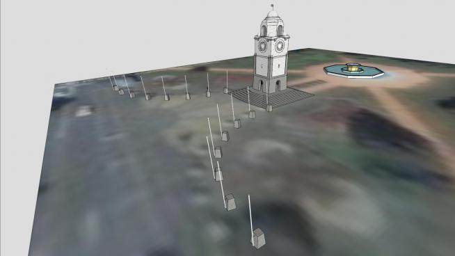 西摩广场钟楼喷泉和纪念碑SU模型下载_sketchup草图大师SKP模型