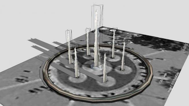 华盛顿广场公园中央喷泉SU模型下载_sketchup草图大师SKP模型