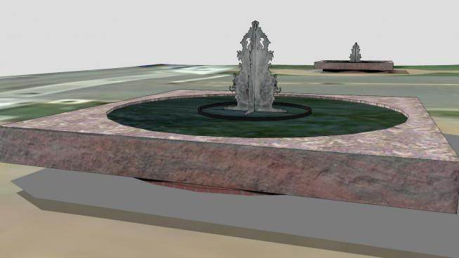 华盛顿特区广场喷泉SU模型下载_sketchup草图大师SKP模型