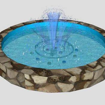 砖砌圆形喷泉SU模型下载_sketchup草图大师SKP模型