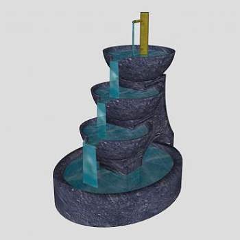 园林小品紫砂喷泉SU模型下载_sketchup草图大师SKP模型