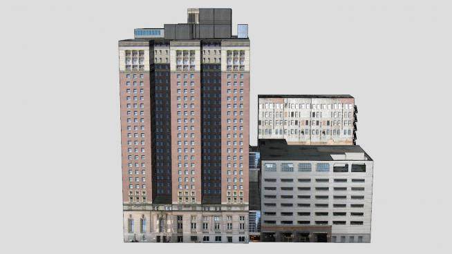 芝加哥希尔顿酒店建筑SU模型下载_sketchup草图大师SKP模型