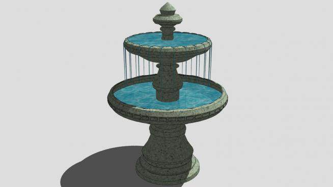 欧式庭院喷泉SU模型下载_sketchup草图大师SKP模型