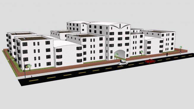 现代公寓建筑小区SU模型下载_sketchup草图大师SKP模型