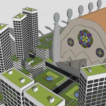 城市小区建筑SU模型下载_sketchup草图大师SKP模型