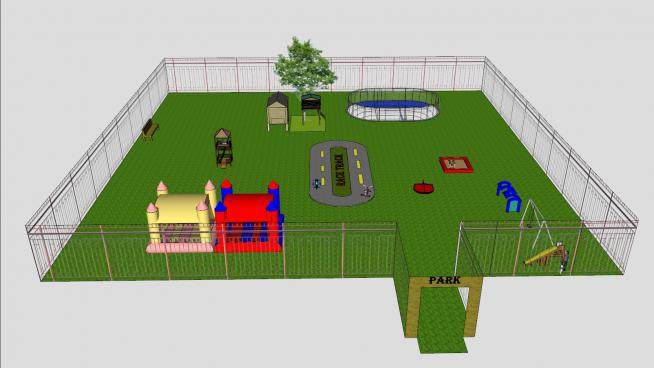 简易儿童游乐公园设施建筑SU模型下载_sketchup草图大师SKP模型